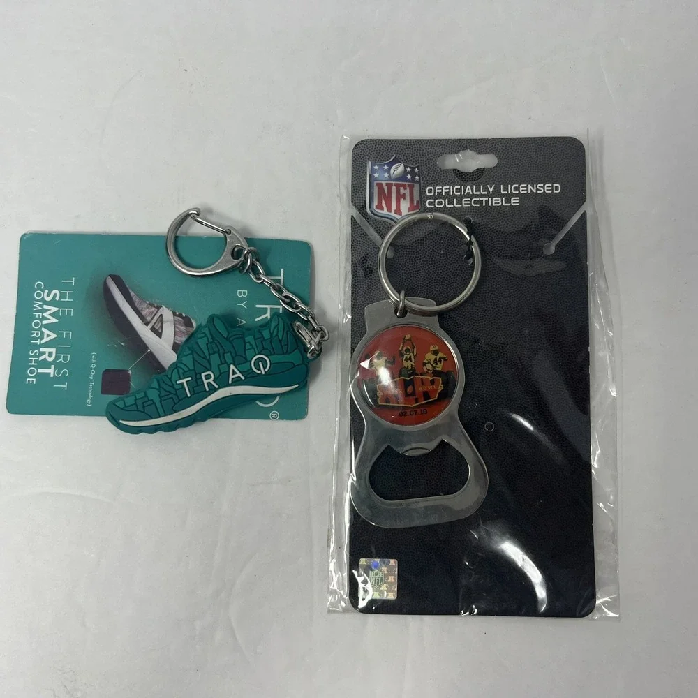 NFL Super Bowl Keychain Bottle Opener XLIV and TRAQ Alegria Keychain Smart Shoe